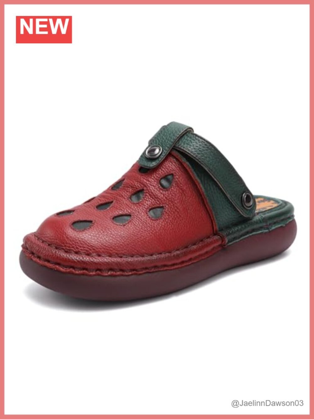 Women's Leather Slip On Mule Flat Shoes Casual Comfortable Walking Shoes